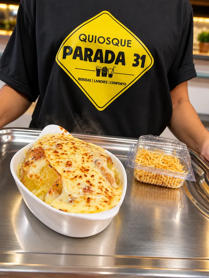 Batata recheada gratinada na travessa